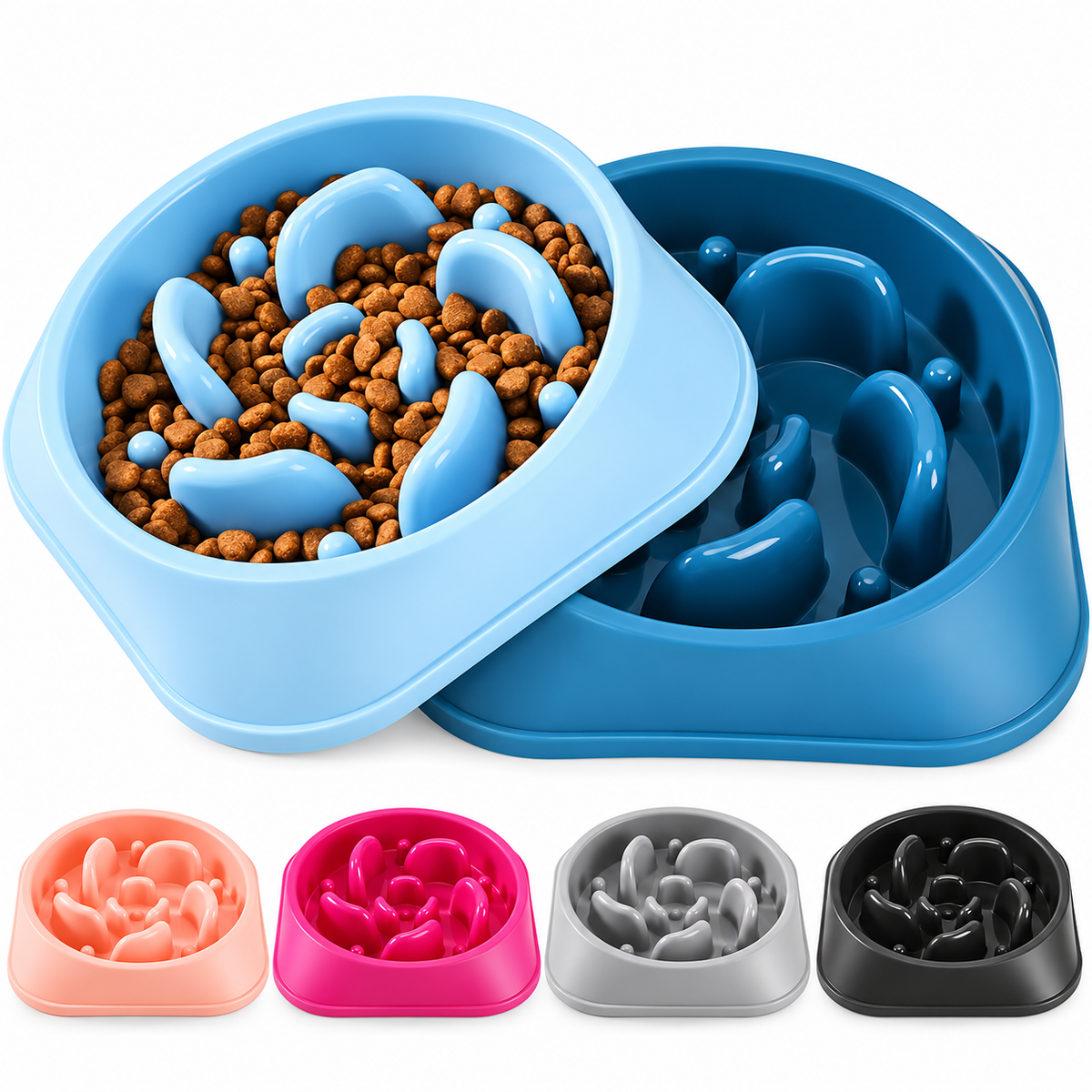Slow-Feeder Anti-Gulping Pet Bowl